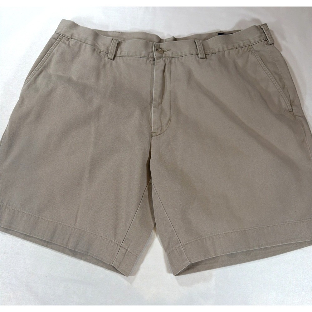 Polo Ralph Lauren Mens Chino Shorts Size 36‎ Khaki Tan Flat Front Classic Cotton